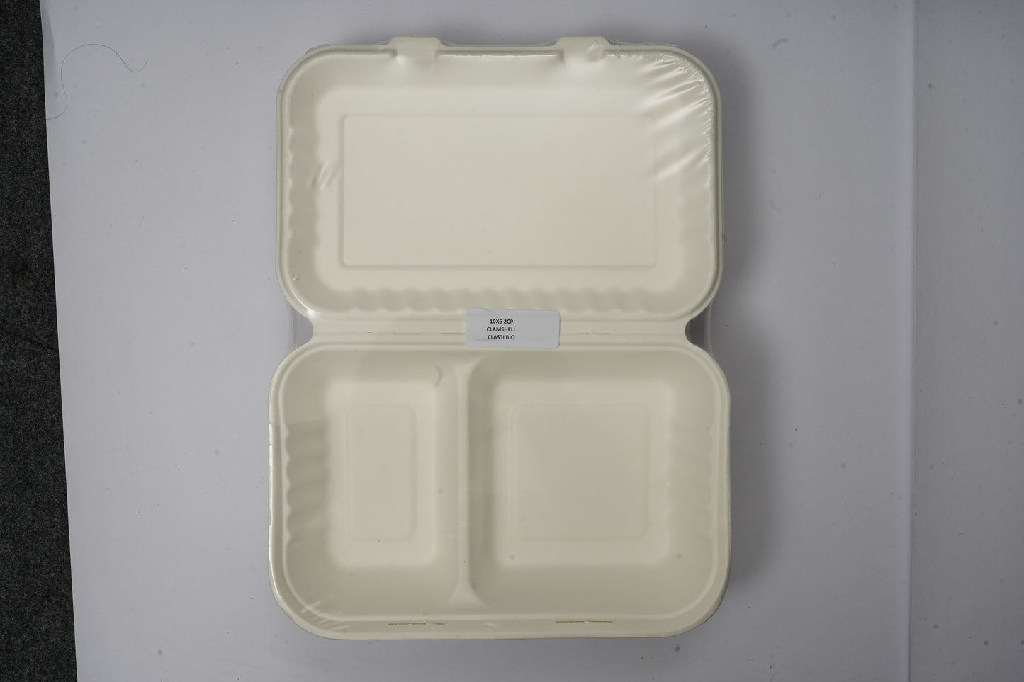 10 X 6 2CP Bagasse Clamshell Container