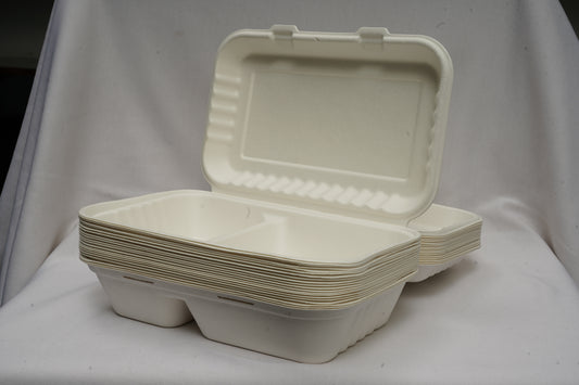 10 X 6 2CP Bagasse Clamshell Container