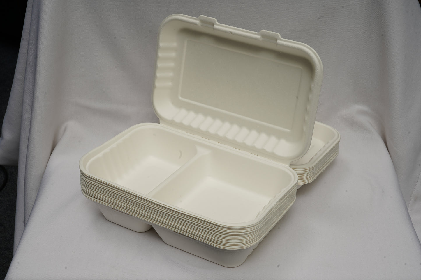 10 X 6 2CP Bagasse Clamshell Container